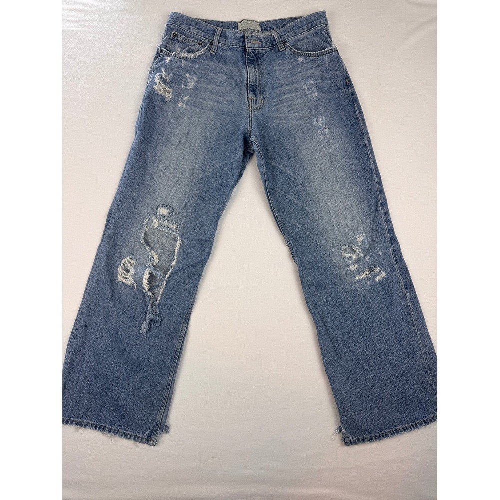 American Eagle 32x30 Loose Fit Distressed Light Wash Jeans Men's Denim